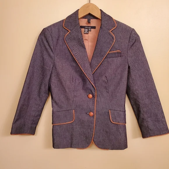 ZARA denim blazer SIZE 36 / 4 - Picture 1 of 8